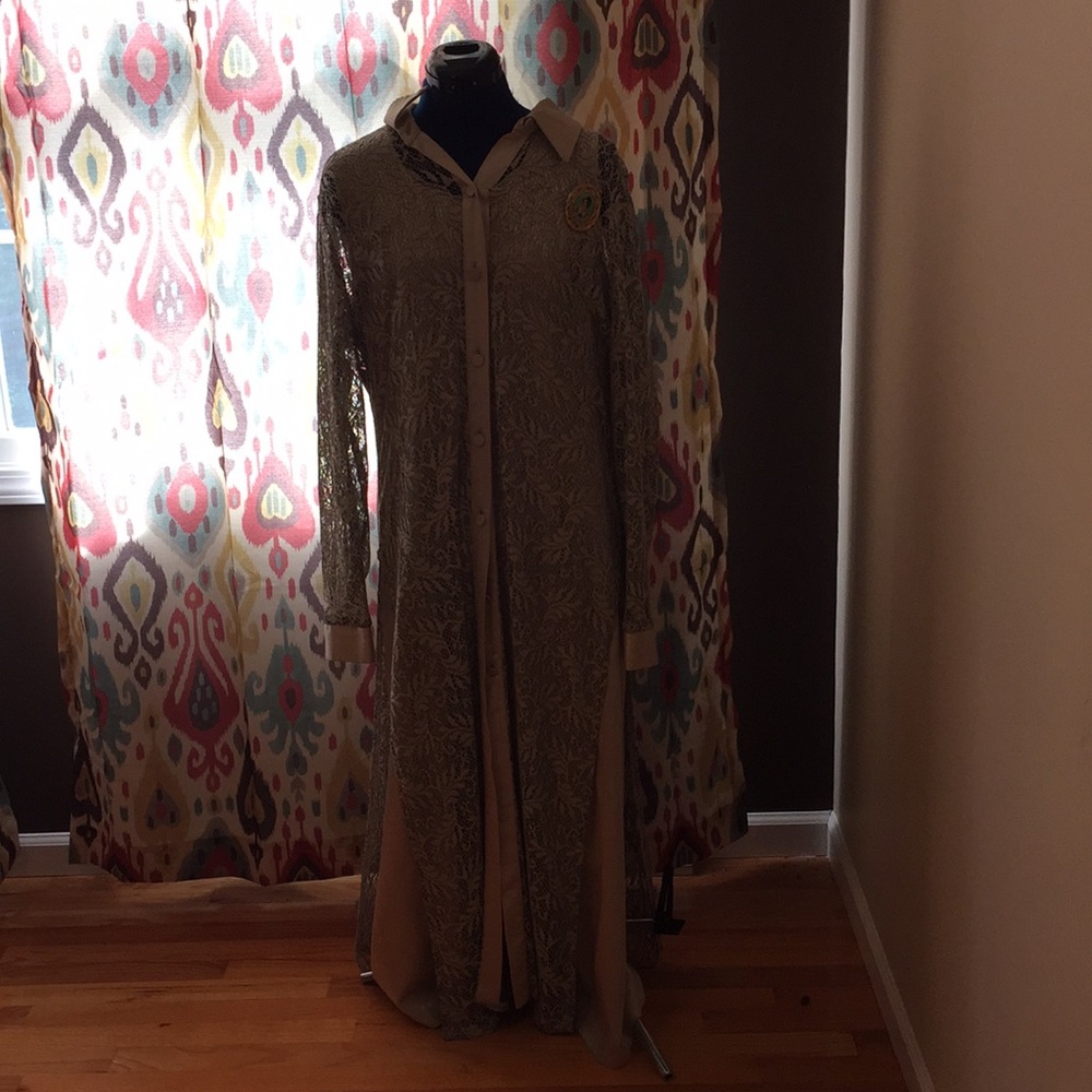 Gold Dress with a Lace Jacket